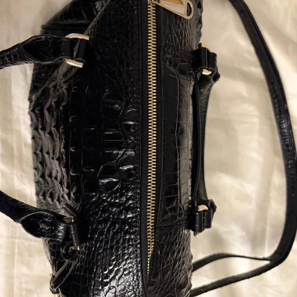 Brahmin Stacy Black Melbourne Embossed Leather Satchel - Picture 5 of 6